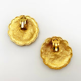 Vintage Chanel Overlap Gold Coin Engraved CC Logo Clip on Earrings