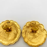 Vintage Chanel Overlap Gold Coin Engraved CC Logo Clip on Earrings